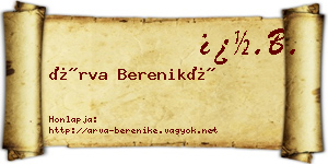 Árva Bereniké névjegykártya